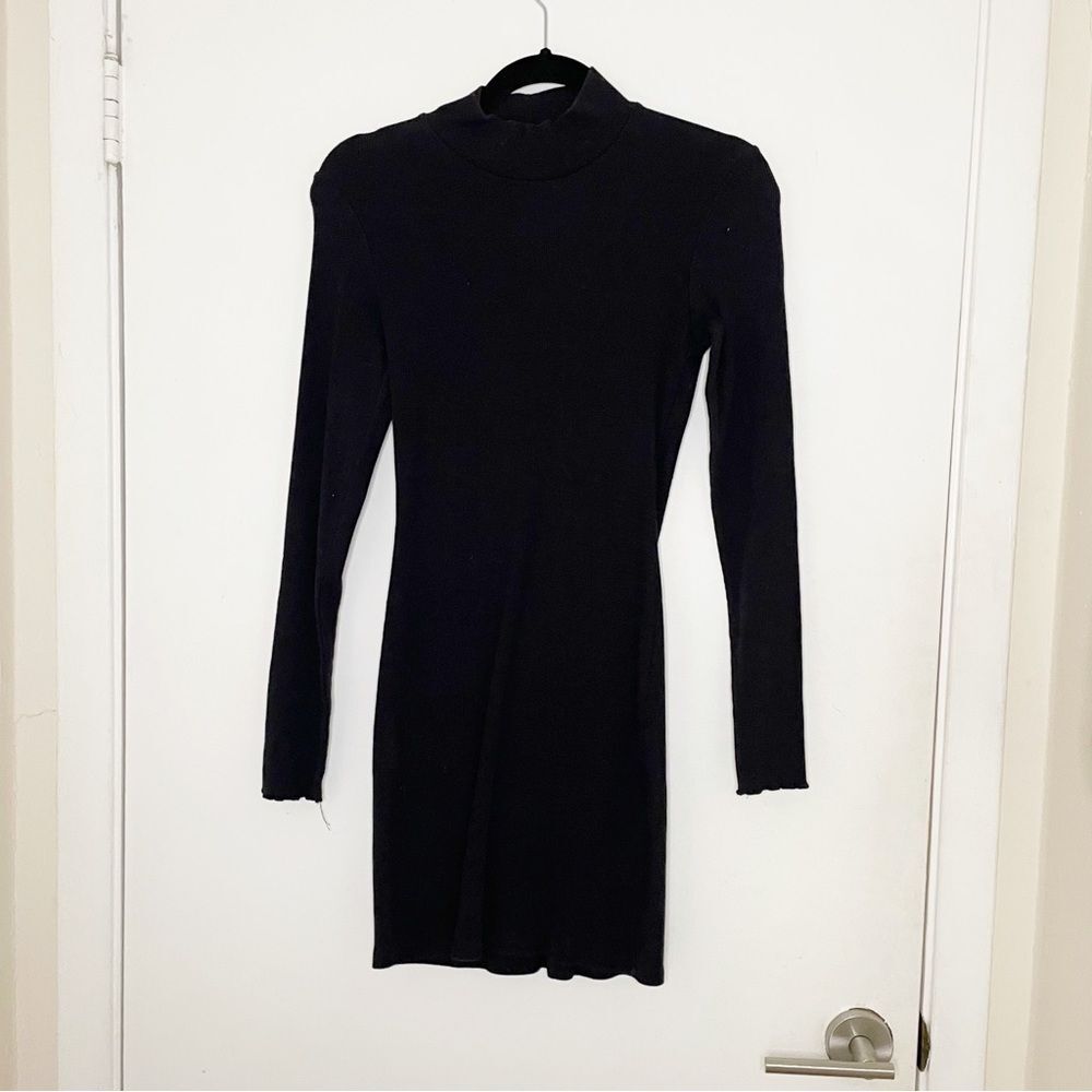 Abercrombie & Fitch A&F long sleeve ribbed knit mock neck mini dress black M - Picture 4 of 12